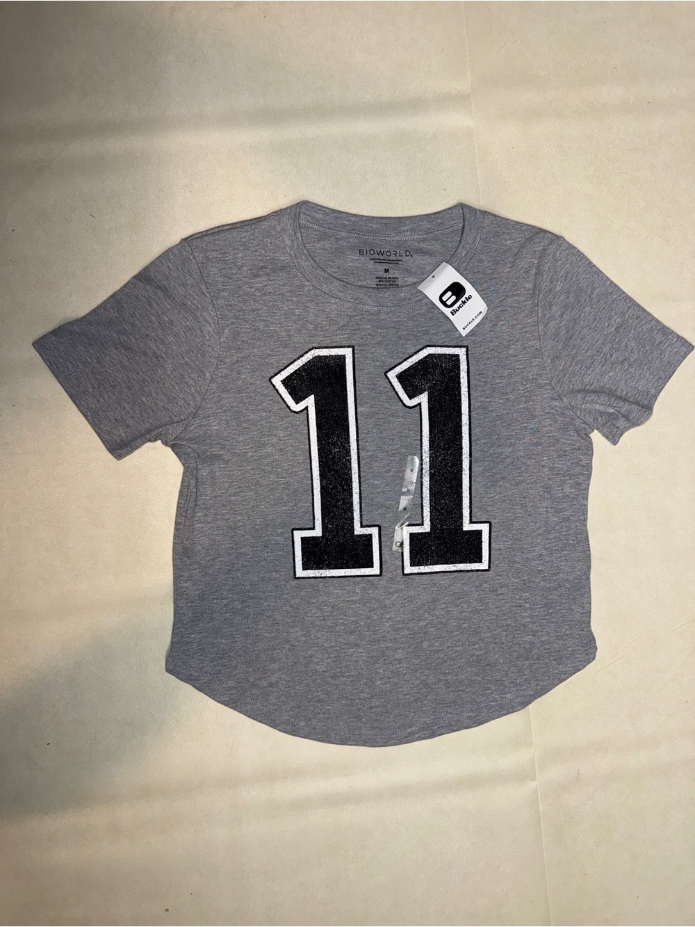BKE Bioworld Gray Short-Sleeve Tee with Black '11' Graphic